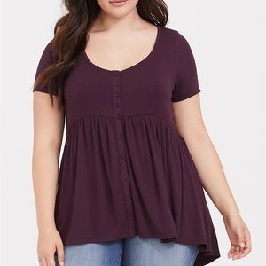 Torrid Super Soft Button Front Baby Doll Tee